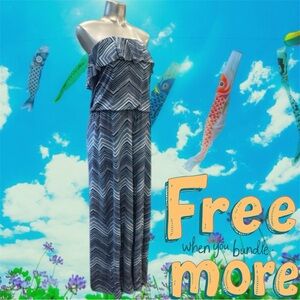 Free 💟White House Black Market Blue Chevron Jumpsuit